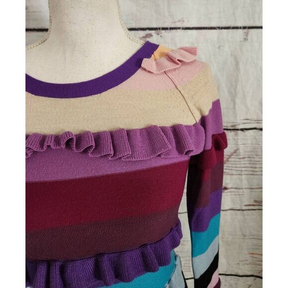 Sonia Rykiel Merino Wool Multicolor Ruffle Sweater Size Small - Picture 4 of 5